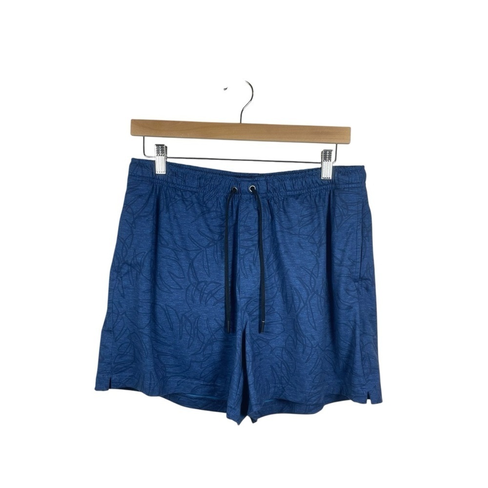 Chubbies Men’s Botanical Leaf Print Unlined Athletic Shorts in Blue Size L